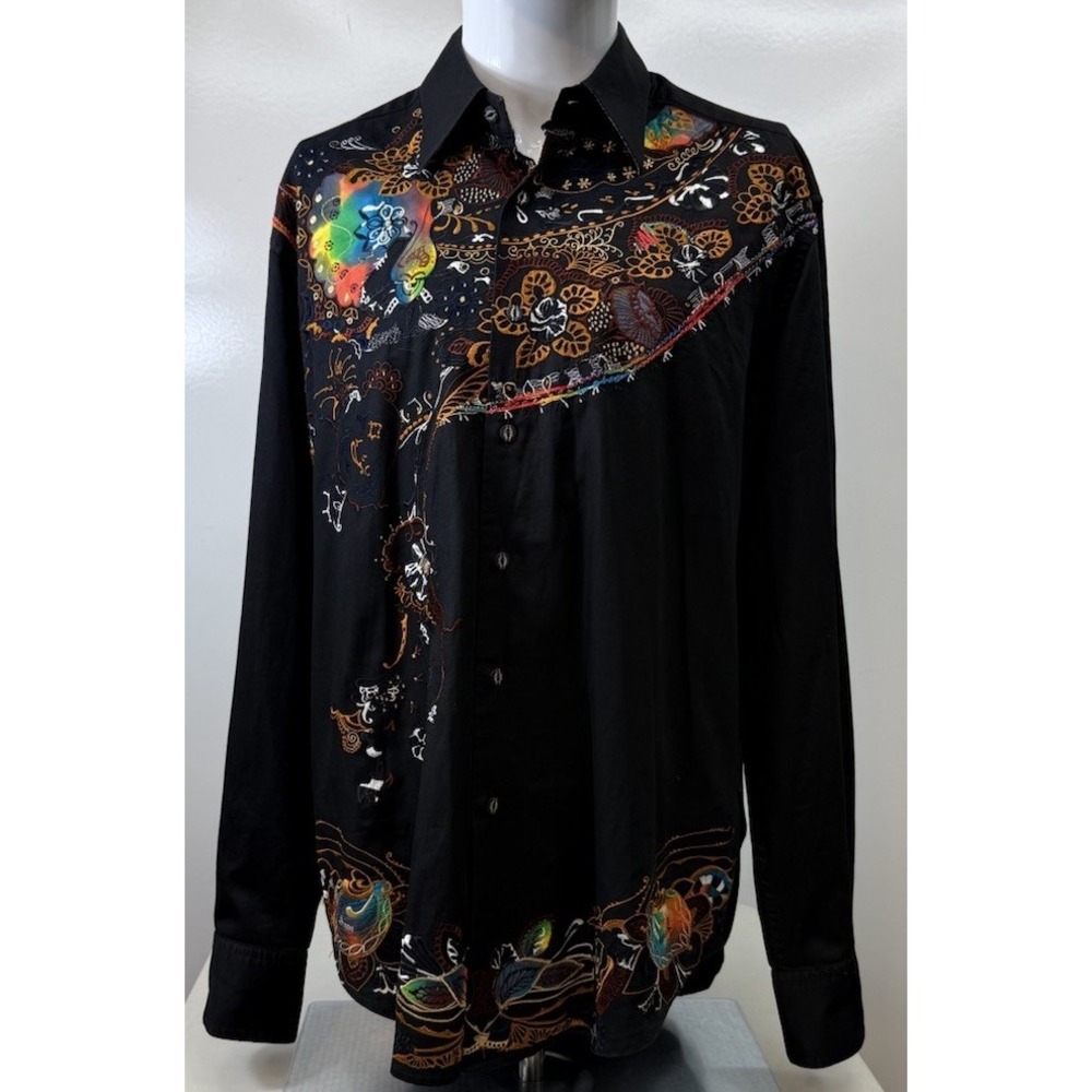 Robert Graham Hallelujah Black Limited Edition Embroidered Shirt Mens Large